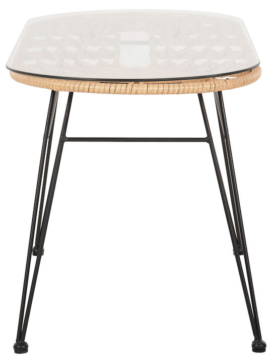 Маса Стабилна Метален със Стъклена Повърхност Allegra Beige, Black 100x45x51бр