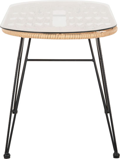 Маса Стабилна Метален със Стъклена Повърхност Allegra Beige, Black 100x45x51бр
