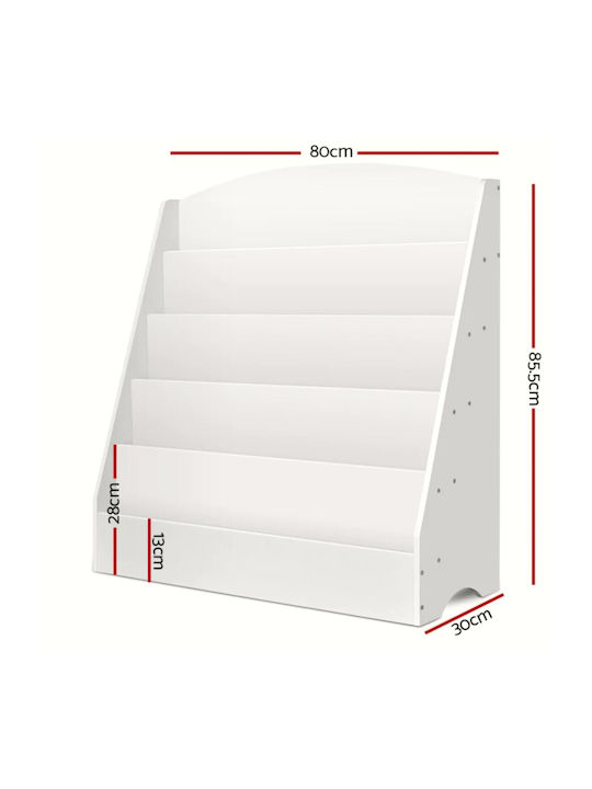 Bibliotecă Etaj Lemn Alb 80x30x80cm