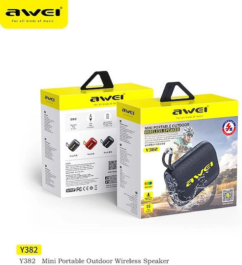 Awei Y382 Αδιάβροχο Ηχείο Bluetooth 8W με Διάρκεια Μπαταρίας έως 5 ώρες Μαύρο