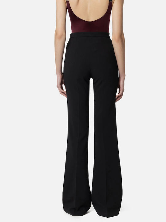 Elisabetta Franchi Women's Crepe Trousers in Palazzo Fit Black