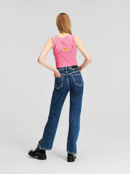 High Waist Women's Jean Trousers in Straight Line