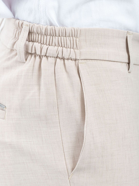 Trousers Elastic in Slim Fit Beige