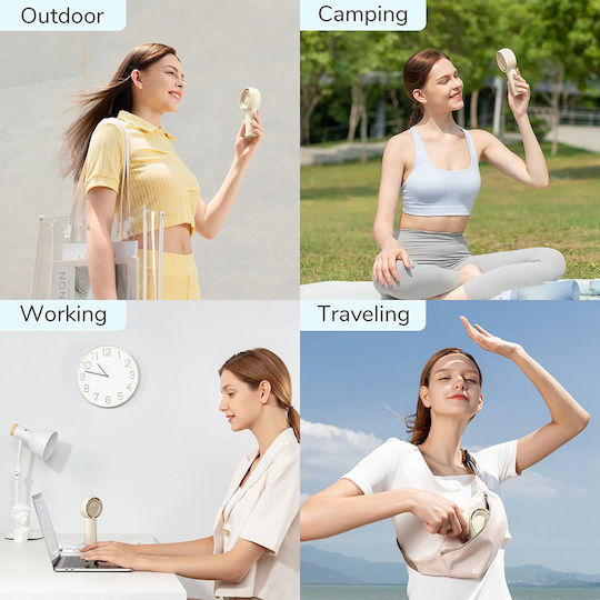 Jisulife Πολυτελής Φορητός Ανεμιστήρας Life5 Plus Fa43 Φορητός Type-c 4000mah 5 Ταχύτητες Παγωμένο Λευκό