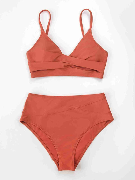 Bikini Slip Talie Înaltă Maro