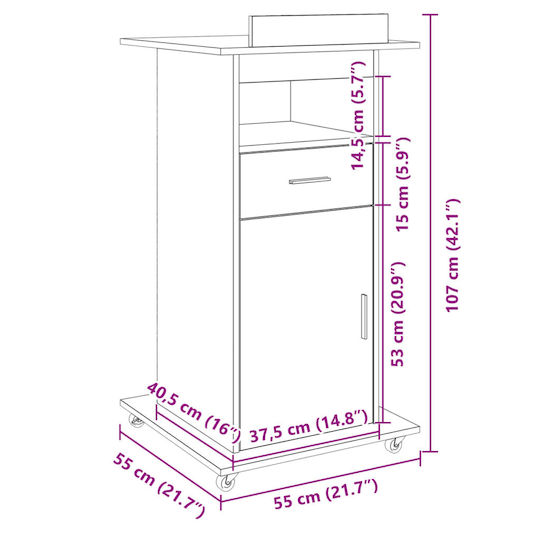 vidaXL Stand Music Height 107-107cm Brown 848028