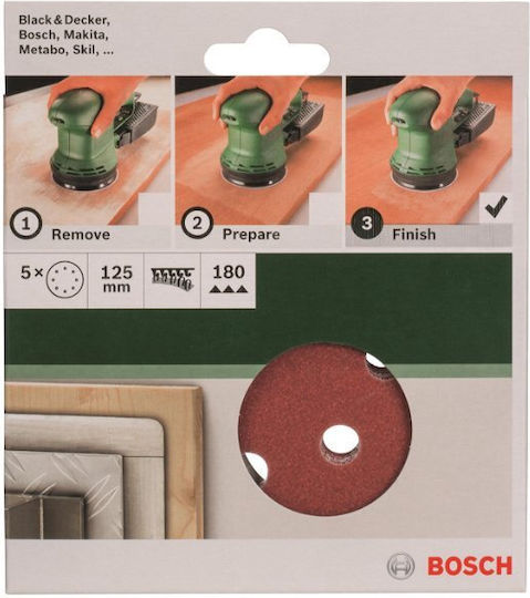 Bosch Лист За Орбитална Шлайфмашина K180 125x125мм Комплект 5 Бройки