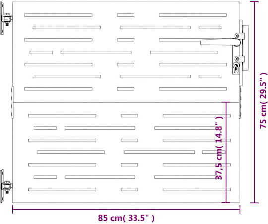 vidaXL Metal Fence Gate in Brown Color 75x85cm