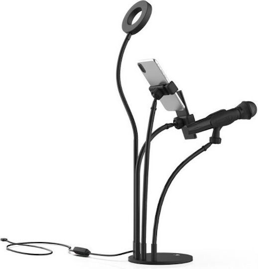 Ring Light 9cm με Επιτραπέζια Βάση Στήριξης και Βάση για Κινητό