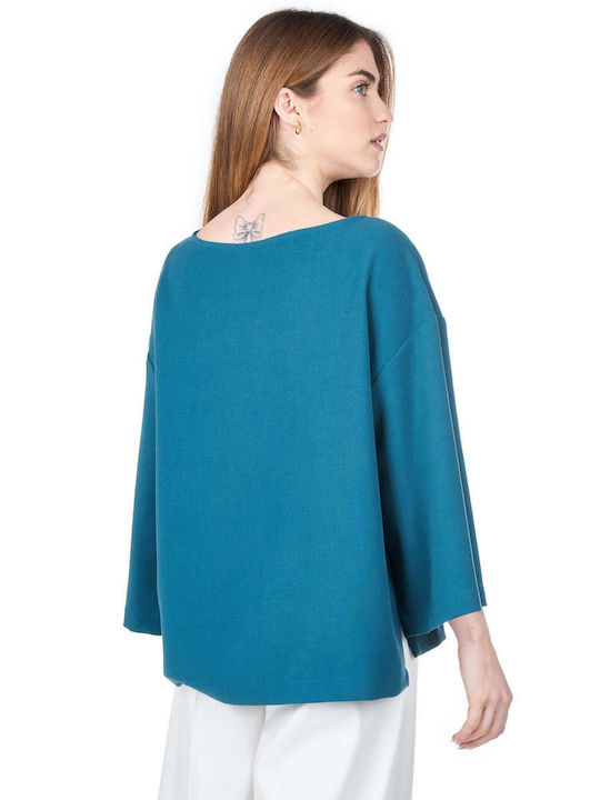 Access Women's Blouse with Boat Neckline Green