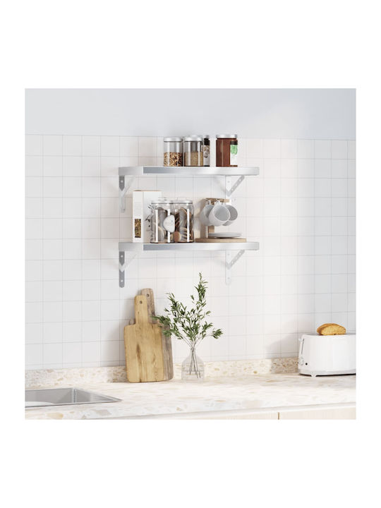 Shelves Wall Silver 2pcs 50x23.5xcm