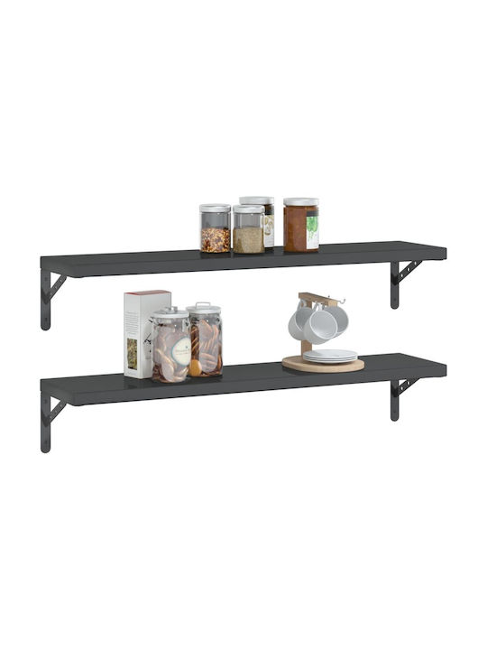 Black Wall Shelves (2 Pieces) 100x23.5cm