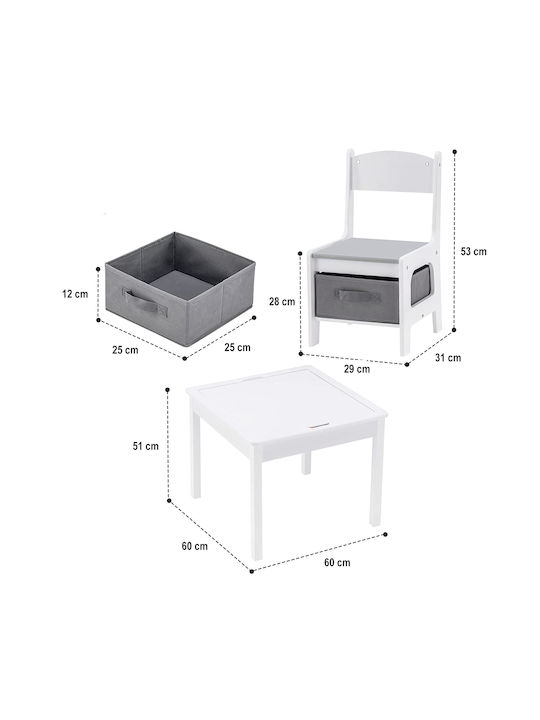 Kids Table and Chairs Set made of Wood White