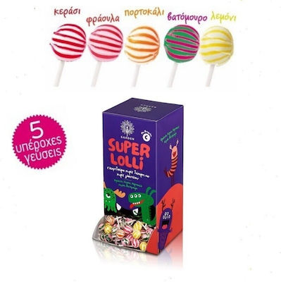 Super Lolli Γλειφιτζούρι με Γεύση Βατόμουρο Χωρίς Προσθήκη Ζάχαρης Χωρίς Γλουτένη 8gr