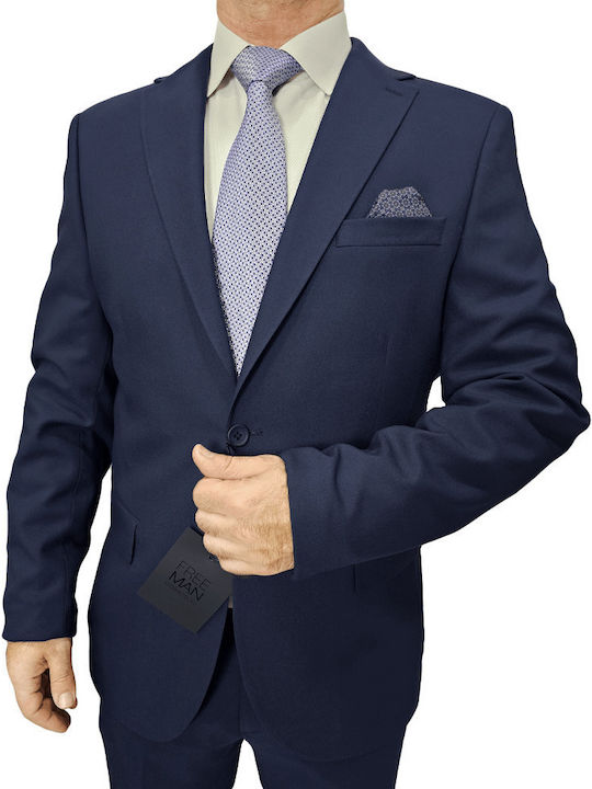 Summer Men's Suit with Slim Fit Navy