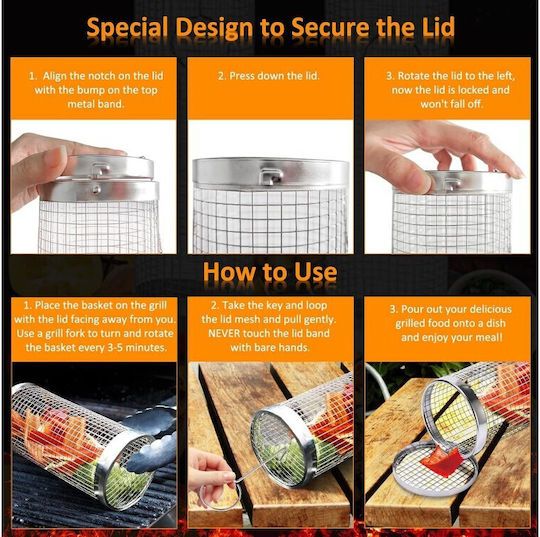 Aj BBQ Rolling Grilling Baskets Cooking Appliances Accessories