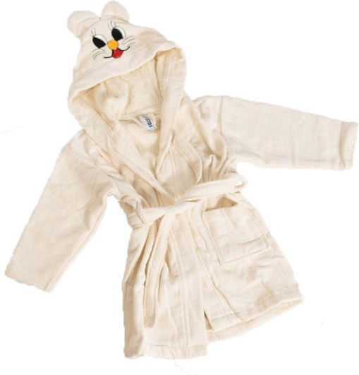 Kids Hooded Bathrobe Ivory