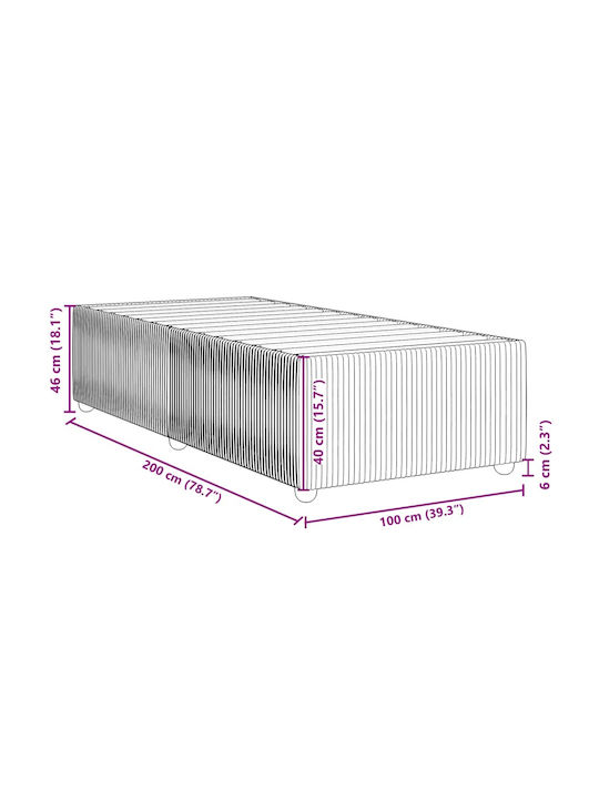 Vidaxl Bettgestell Dunkelgrau 100x200cm Samt 1 Stück Einzelbett Grau