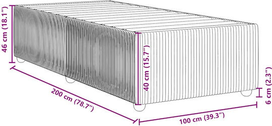 Vidaxl Πλαίσιο Κρεβατιού Σκούρο Γκρι 100x200cm Βελούδινο 1 Τεμ Μονό Γκρι