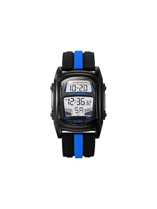 Skmei Digital Watch Battery with Rubber Strap Blue