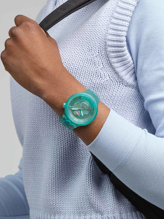 Swatch Turquoise Joy Ρολόι Μπαταρίας με Καουτσούκ Λουράκι