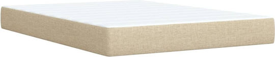 Double Bed Upholstered with Fabric Beige with Slats and Mattress 160x200cm