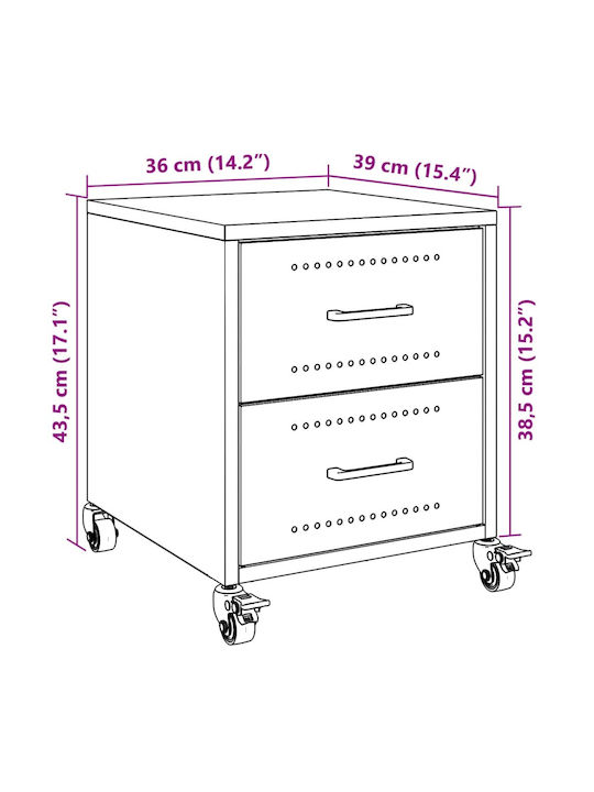 Metal Bedside Tables White 2 Pieces 36x39x43.5cm