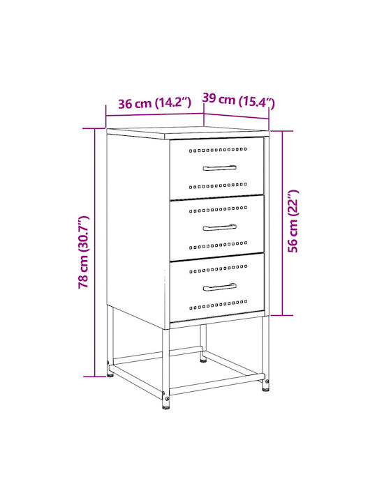 Комоди Метални Жълт 2бр 36x39x78см