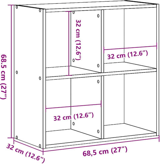 Bücherschrank Braun 68,5x32x68,5cm