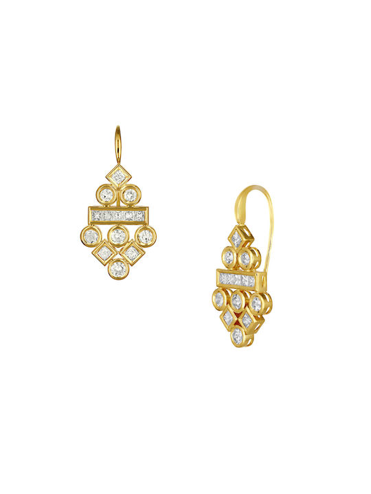 Earrings Pendants made of Gold 18K with Diamond