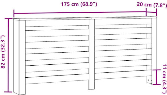 vidaXL Κάλυμμα Καλοριφέρ από Μοριοσανίδα Γκρι 175x20x82cm