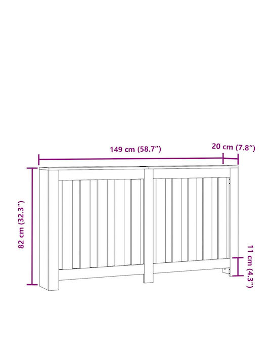 vidaXL Husă Pentru Radiator Din PAL Gri 149x20x82cm