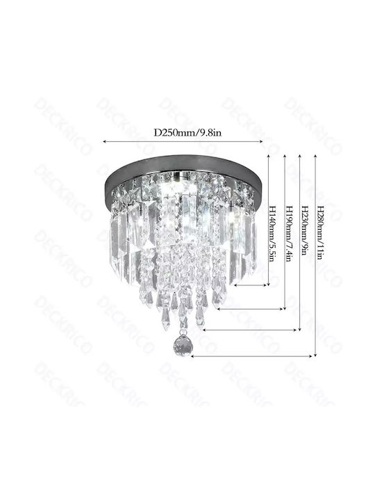 Ceiling Lamp Crystal Design Stainless Steel Fixture D25cm 18w Cold White