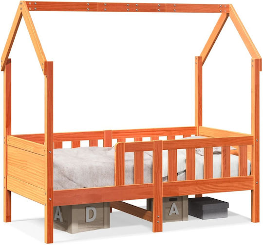 Παιδικό Κρεβάτι Μονό Καφέ για Στρώμα 70x140cm