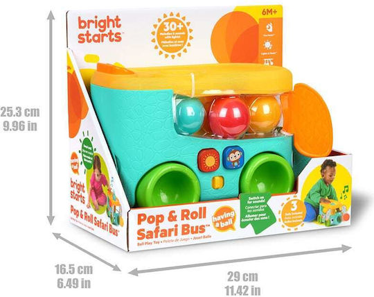 Bright Starts Παιχνίδι Pop & Roll Safari Bus Ball Play
