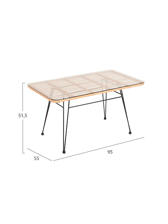 Masa Masa de lounge pentru spații exterioare Metalic cu suprafață din sticlă Allegra 95x55x51buc