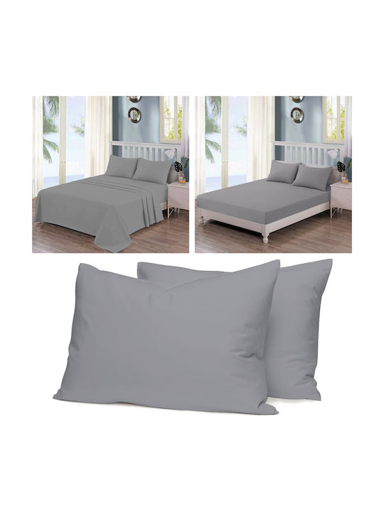 Casa Colori Σετ Μαξιλαροθήκες με Φάσα D.grey 50x70εκ.