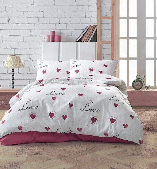 Dimcol Έρως Σετ Μονό 3τμχ 160x240εκ. 301 White-red