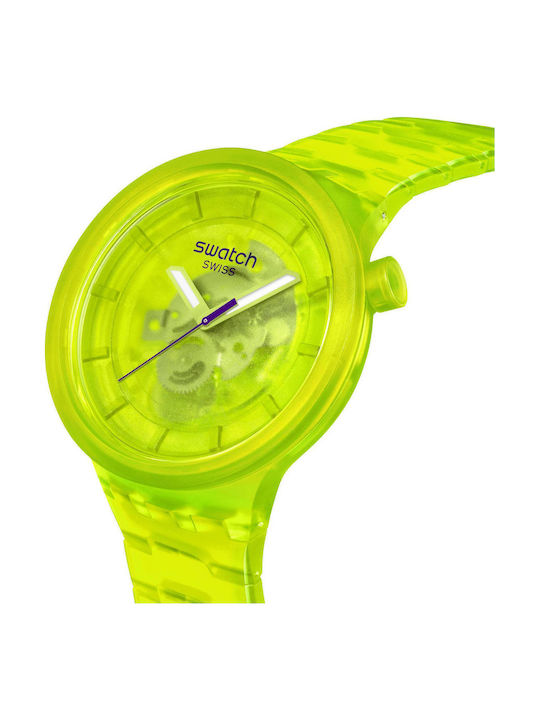 Swatch Swatch Γυναικείο Ρολόι Μπαταρίας με Κίτρινο Καουτσούκ Λουράκι