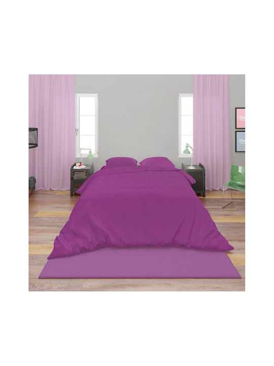 Dimcol Sheet for Single Bed 160x240cm. Solid Dark Magenta