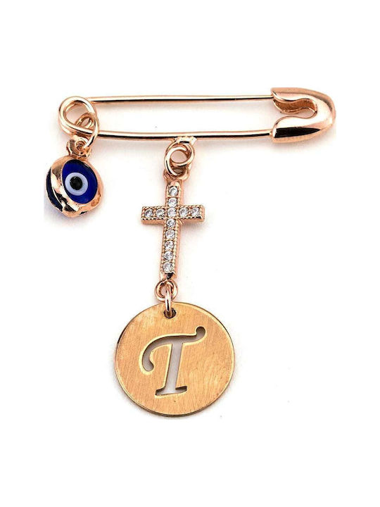 Goldsmith Παιδική Παραμάνα Μονόγραμμα Και Σταυρουδάκι. από Ασήμι με Σταυρό