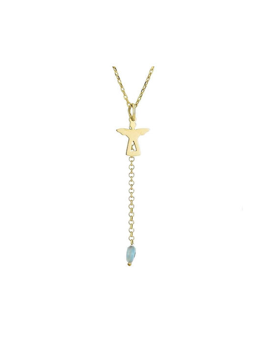 Goldsmith Necklace with design Angel from Pink Gold Plated Silver