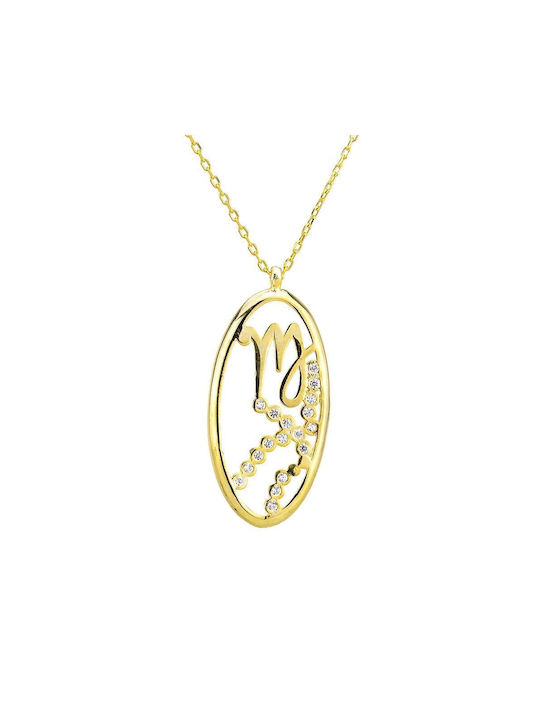 Goldsmith Necklace Zodiac Sign Virgo from Pink Gold Plated Silver