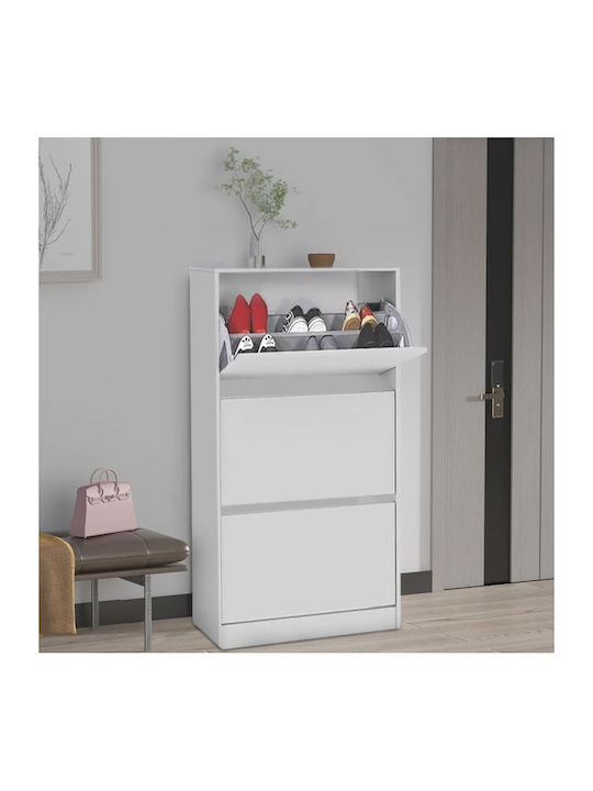 Holz Schuhschrank mit 3 Regalen White L73xW26xH119cm