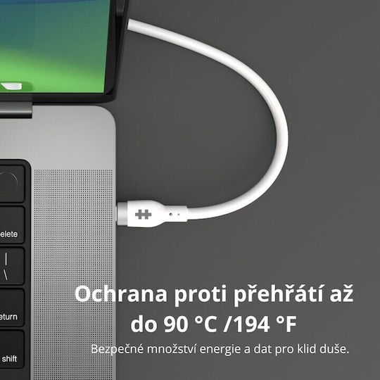 Hyper USB 2.0 Cable USB-C male - USB-C 240W PD Λευκό 2m