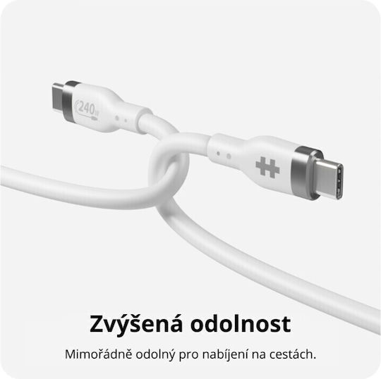 Hyper USB 2.0 Cable USB-C male - USB-C 240W PD Λευκό 1m