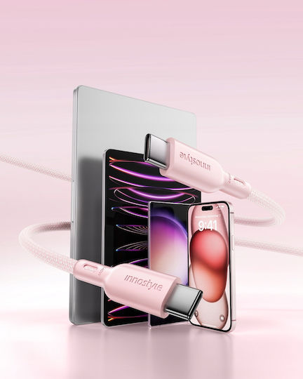 Innostyle USB 2.0 Cable USB-C male - USB-C 240W PD Ροζ 2m ICC240BP