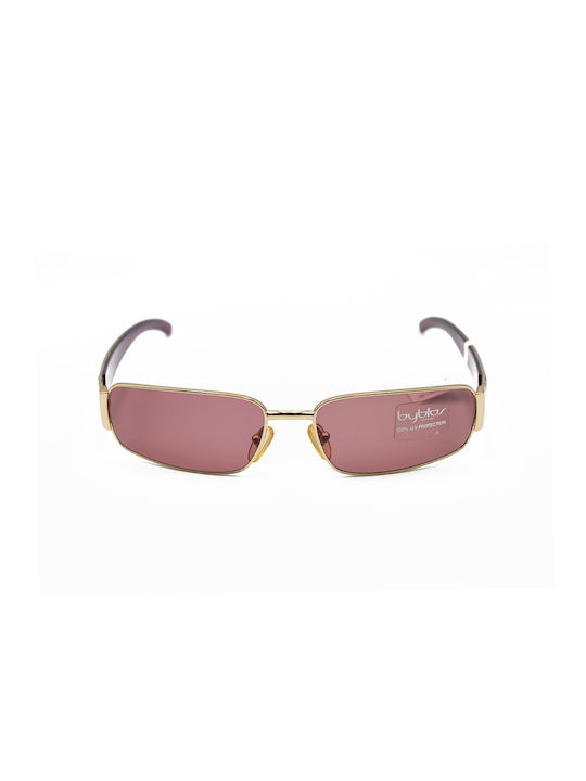 Byblos Women's Sunglasses with Gold Metal Frame and Pink Lens BYBS723S3001