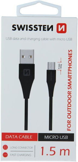Swissten Cablu Micro USB Tip Regular USB 2.0 Negru 1.5m 71504303 1 Bucată
