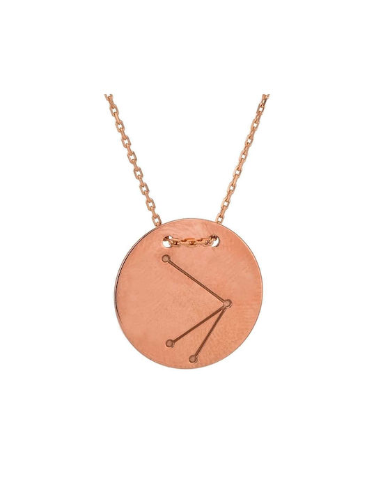 Goldsmith Necklace Zodiac Sign Taurus from Pink Gold Plated Silver